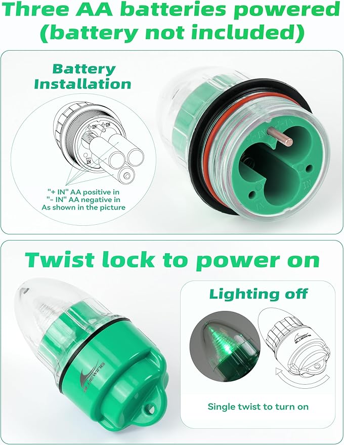 BLUEWING Upgraded Bell Deep Drop Light 3X-5X Brighter LED Underwater Swordfish Fishing Light Super Bright Fishing Flasher