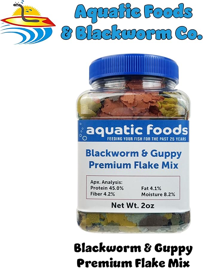 California Blackworm & Guppy Mix Premium Flakes for Discus, Cichlids All Community Tropical Fish Also Pellet Mix, Wafer Mix Included…2oz