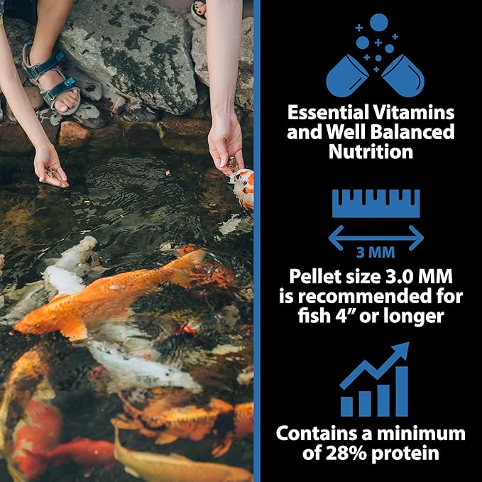 CrystalClear WheatGerm Fish Food—Protein-Rich Floating Pellets for Cold Freshwater Ponds, Ideal in Cooler Spring & Fall Seasons - 2.2 Pound Bucket