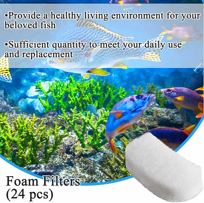 Pushglossy 24 Pcs Water Polishing Pads Compatible with Fluval 106/107/206/207 Filter Media Value Pack Clear Quick Replacement Aquarium Filter Media Compatible with Fluval Canister