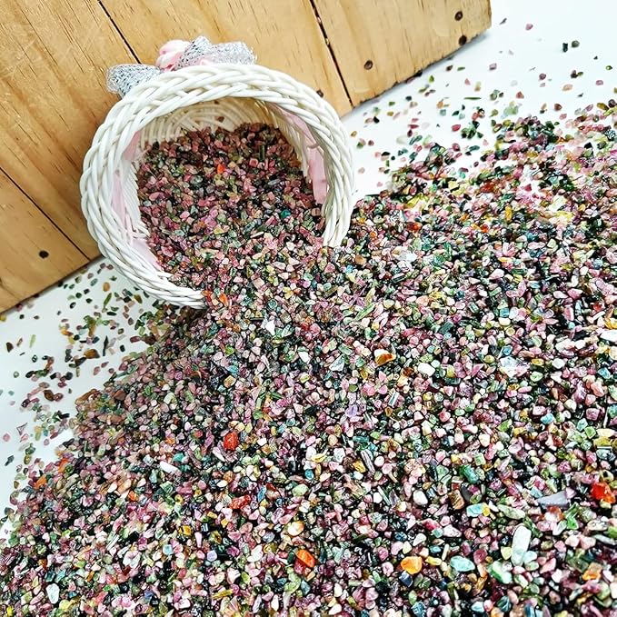 Shubhanjali Reiki Healing Mix Tourmaline Crystal Chips for Vastu 50 Gm | Natural Gemstone Chips Stone for Home Decor Items Flower Pot Aquarium Fish Tank Jewellery Making