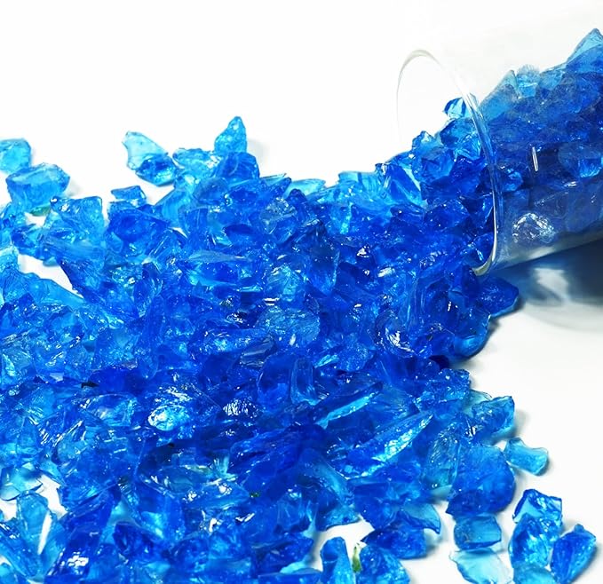 1 Lb Sea Blue,Large Decorative Sea Glass,Glass Granules Crafts,Irregular Sea Glass for Vase Fillers,Tabletop Fountain Fillers,Succulent Terrarium Decor,Aquarium,Fish Turtle Tank Decorations