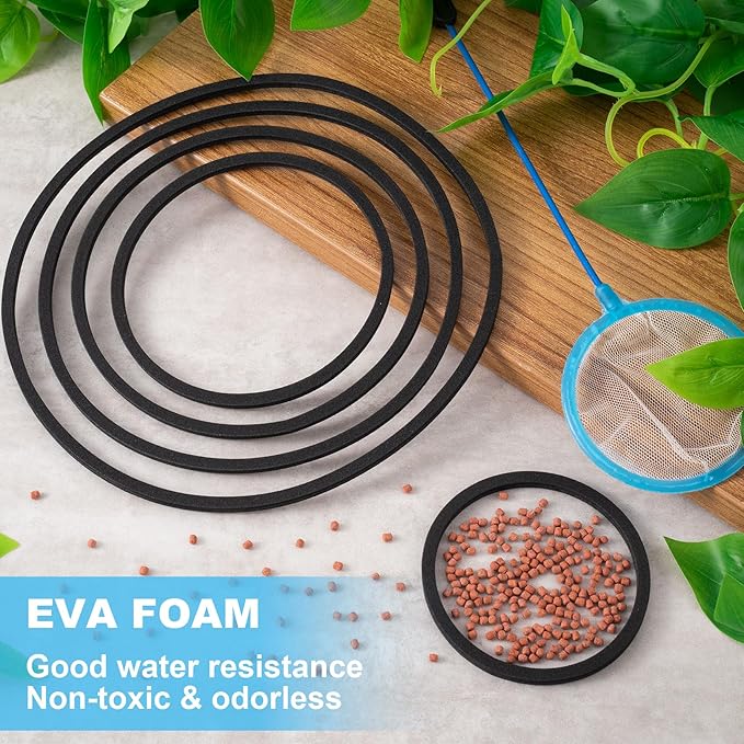 PAGOW 10pcs Fish Feeding Rings Set, 5 Sizes Round Floating Aquarium Plant Corral, Fish Tank Aquarium Accessories for Betta (Black)