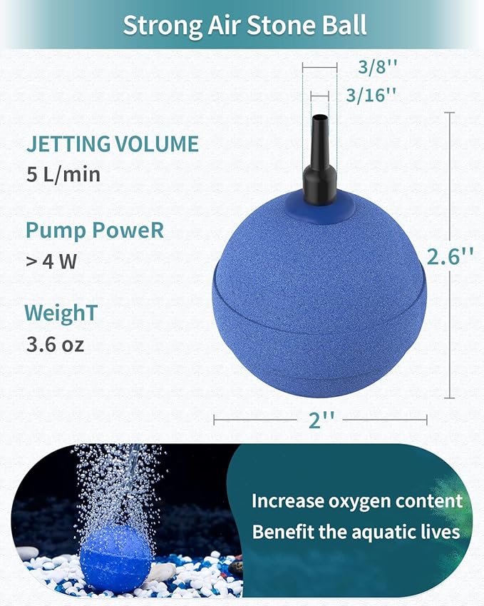 Pawfly Aquarium Air Stone Bubbler 2 Inch, Oxygen Diffuser Airstone for Air Pump Fish Tank Bucket Pond and DWC Reservoir, 8 Pack