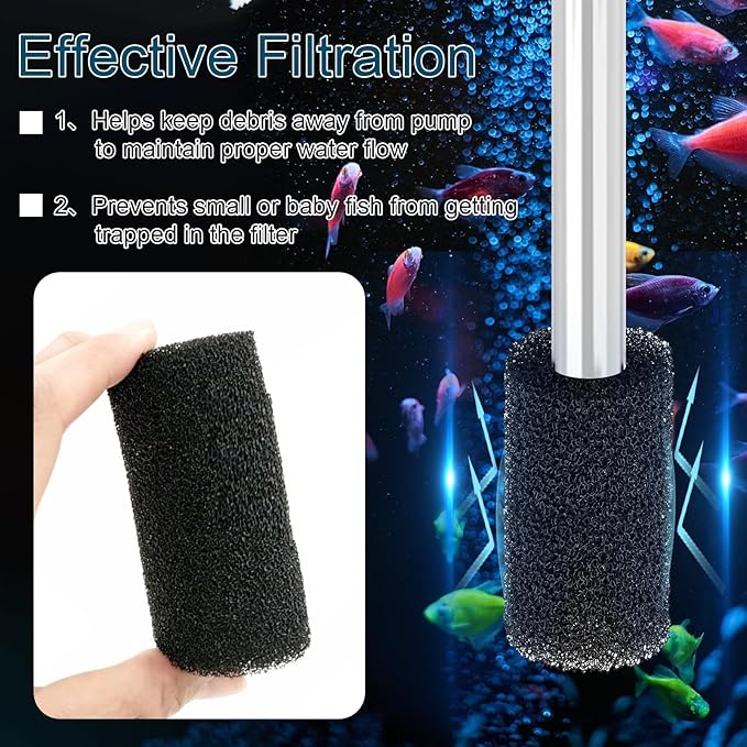 6 Pack Pre Filter Sponge, Aquarium Pre Filters Intake Sponge Replacement for Fluval AC20/AC30/AC50 Power Filter, Intake Strainer Sponge Use in Freshwater & Saltwater Aquariums