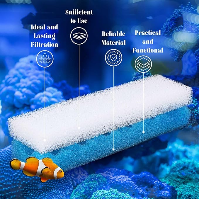 Threlaco 32 Pcs Filter Media Compatible with 406/407 Filters, Aquarium Replacement Maintenance Kit Including Biological Sponge, Ammonia/Phosphate/Nitrite Remover Pad, Aquarium Towel, Grease