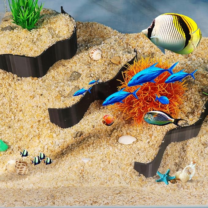 Fish Tank Sand Accumulation Decoration Aquarium Gravel Landscaping Decoration Under Gravel Viewing Playing Decoration for Fish,Shrimp and Other Aquatic Animals (Black,Style 4)