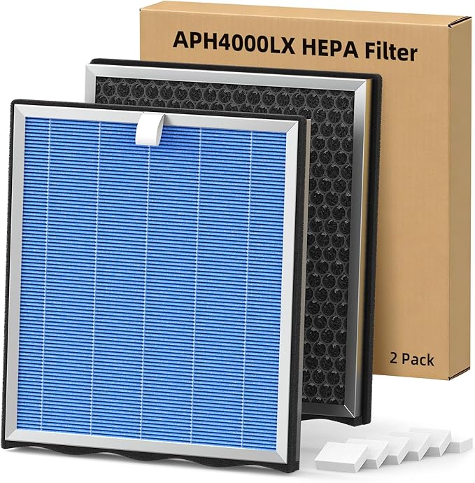 2-Pack Air Purifier Replacement Filter for KNKA APH4000, HEPA and Activated Carbon Filter for Pet Dander, Odors, Dust & Pollen, Blue (Pet Care Filter)