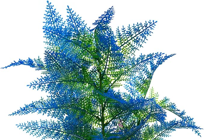 CNZ Aquarium Decor Fish Tank Decoration Ornament Artificial Plastic Plant Green/Blue, 15.7-inch