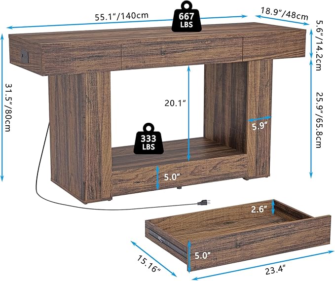 55–75/90 Gallon Aquarium Stand, 48 Inch Fish Tank Stand with Power Outlets & USB Ports, Heavy Duty Double Aquarium Stand for Turtle Reptile Terrarium, Farmhouse Tank Stand,Rustic Brown