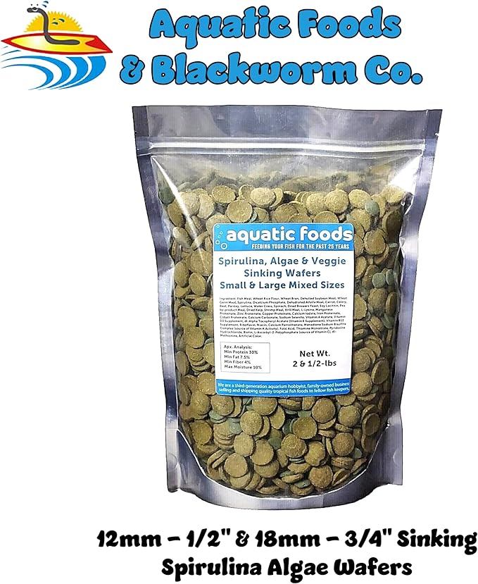 18mm - 3/4" Sinking Wafers of Spirulina, Algae, Veggies, for Bottom Fish, Plecos, Shrimp, Snails, Monster Fish, Koi & Pond Fish, All Tropical and More. Zeigler Wafers…2.5-lb Bag