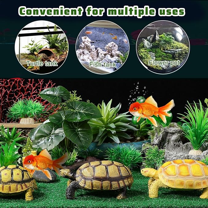 TOYANDONA Artificial Grass Turf - Turtle Basking Platform Accessories Aquarium Grass Mat Artificial Pet Turf for Fish Tank Reptile Terrace Turtle, 19. 6x9. 8 Inch
