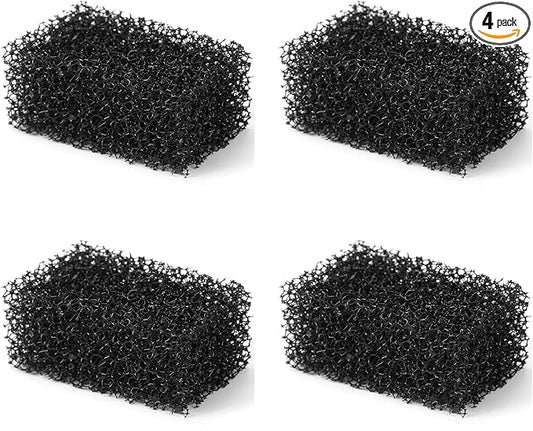 AQUANEAT Aquarium Replacement Filter Sponges 4 Pack for Hang on HOB Power Filter Small Fish Tank Filter up to 3 Gallon/ 5 Gallon (up to 5Gal)
