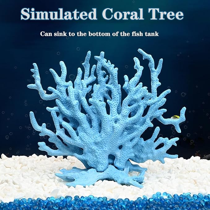 Besimple Artificial Aquarium Coral Ornament Plastic Fish Tank Plants Decoration for Aquarium Landscape (6.7”x5.5”x1.6”)