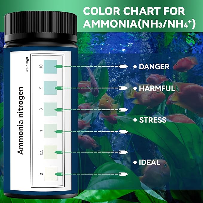 DIPSTIK Ammonia Test Strips for Fish Tank,Feshwater & Saltwater Aquarium Water Test Kit (50)