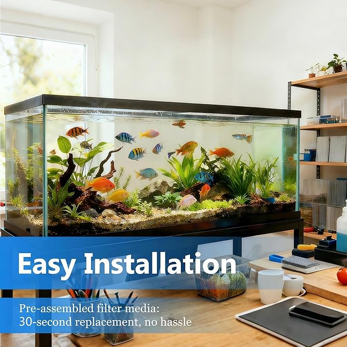 Aquarium Filter Cartridges Replacement Compatible with Whisper 3i Internal Fish Tank Filter, Multi-Layer Filter Pad with Cotton, Activated Carbon & Zeolite, 8 Pack