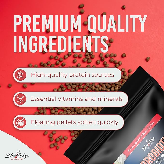 Blue Ridge Fish Food 5lb, Probiotic Plus 3/16" Floating Pellet, Koi Goldfish Food