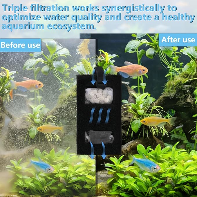 Aquarium Filter Media Set for Fluval SPEC, EVO, Betta and Flex Desktop Aquarium Series, Includes 1 Biomax Filter Media, 1 Carbon Filter Refills, 1 Foam Filter, 1 Filter Cord and 2 Cleaning Brushes