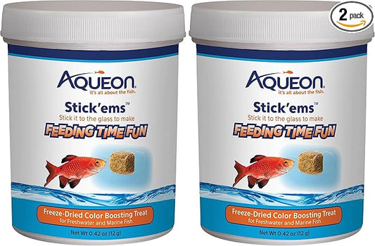 Aqueon Stick'ems Freeze-Dried Color Boosting Pet Fish Treat, 0.42 oz (Pack of 2)