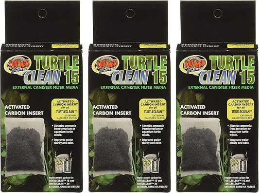 (3 Pack) Zoo Med Turtle Clean 15 Activated Carbon Inserts