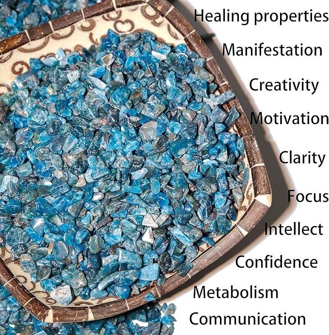 Apatite Crystal Chips 2lbs (1800+ Pieces) – 5-8mm Natural Blue-Green Gemstones for Aquarium Gravel, Terrarium Decor, Plant Drainage, Jewelry Making & Spiritual Gifts