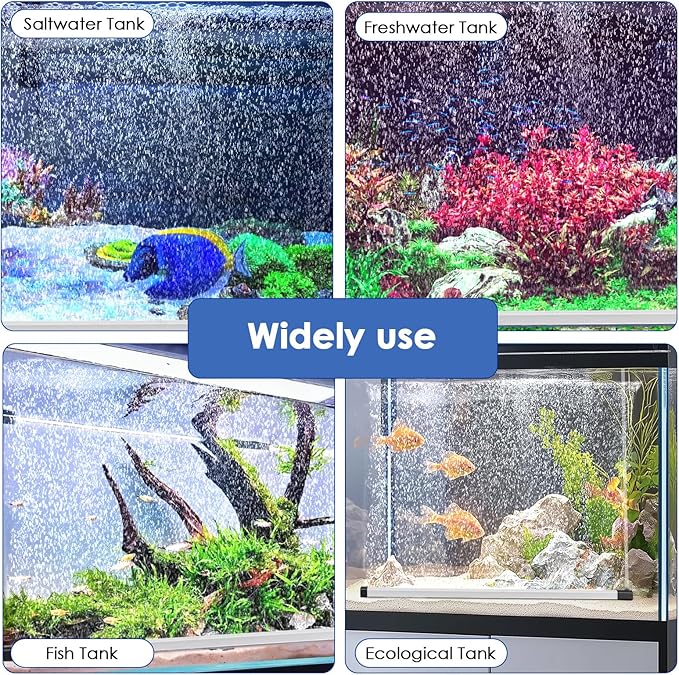 hygger Aquarium Bubble Strip, Nano Air Bubble Curtain Wall Aquarium, Quiet High Dissolved Oxygen Diffuser Fish Tank Bubbler Decorations Self-Sinking for Freshwater Saltwater (16.9 Inch)