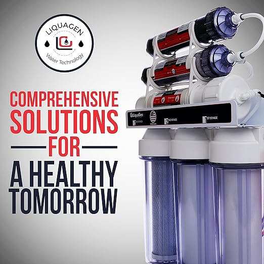 LiquaGen Portable - 6 Stage Dual Use (Drinking & 0 PPM Aquarium Reef/Deionization) Reverse Osmosis Water System (RO/DI) w/pH Alkaline Mineral Restoration Filter (50 GPD)