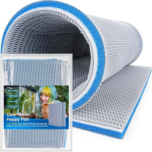 Borlech 8-Layer Fast-Acting Aquarium Filter Pad - Cut-to-Size Aquarium Floss Media for Fish Tank, Pond, Sump - Fast Water Polishing in Hours (23.62"x15.75"x0.6", 1 Pack)