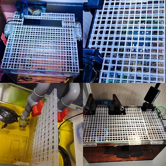 ALEGI 24 Pcs Aquarium Fish Tank Divider Plastic Egg Crate Aquarium Filter Bottom Tray Grid Isolation Board Partition Net Pane Separator (S 24pcs)