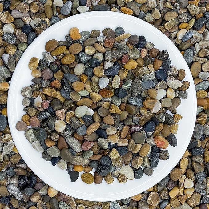 5LB Natural Aquarium Gravel, Small River Rocks for Fish Tank, Garden & Vase Decor - 1/4 Inch Pea Gravel, 4-8mm Polished Stones for Landscaping, Potted Plants, Terrarium