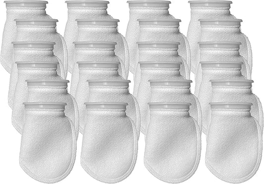 Sock Filters - 200 Micron - Aquarium Felt Filter Bags - Custom Made in USA (4 Inch Ring by 8 Inch Long 24 Pack)