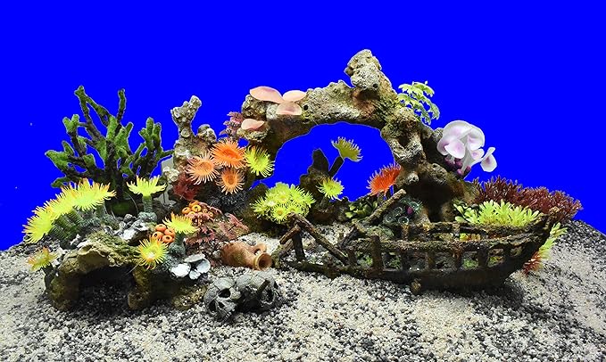 Nobby Coral Stone with Plants Aquarium Ornaments, 19 x 15 x 15 cm