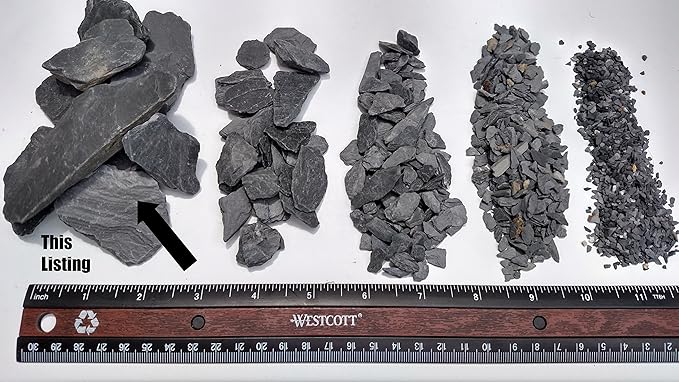 Natural Slate Stone 1 to 3 Inches - USA Sourced and Packaged for Aquascaping Aquariums, Terrariums, Paludariums, Reptile Enclosures, Wargaming, Models, Mosaic Art, Miniature Fairy Gardens (2lbs Grey)