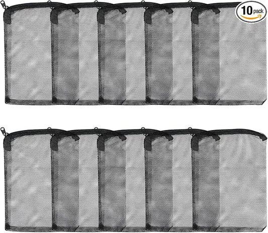 AQUANEAT 10pcs Aquarium Filter Media Bags, Fish Tank Coarse Mesh Bags with Plastic Zipper for Activated Carbon(5.5" x 8")