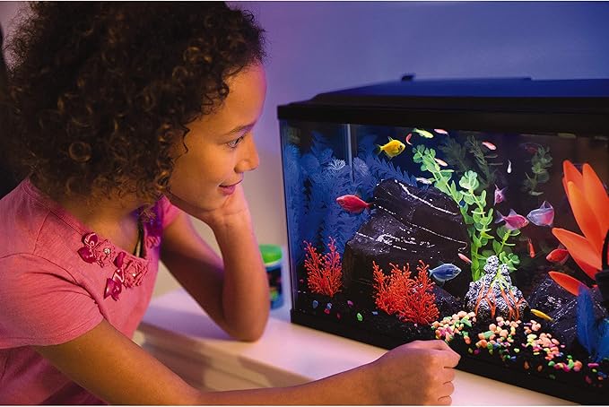 GloFish Plant Aquarium Décor, Purple and Green Large, Fluorescent Under Blue LED Light