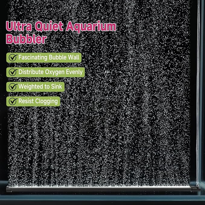 hygger Aquarium Bubble Curtain Wall, Quiet Fish Tank Air Stone with Accessories, High Dissolved Aquarium Bubbler Oxygen Diffuser Decoration for Freshwater & Saltwater