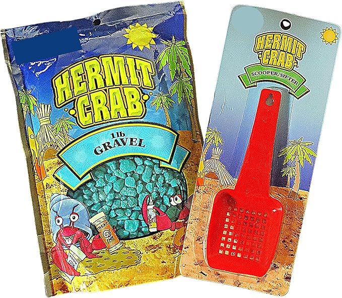 Needzo Hermit Crab Gravel Substrate with Scooper, Neon Rocks for Terrarium and Aquarium Habitats, Colors May Vary