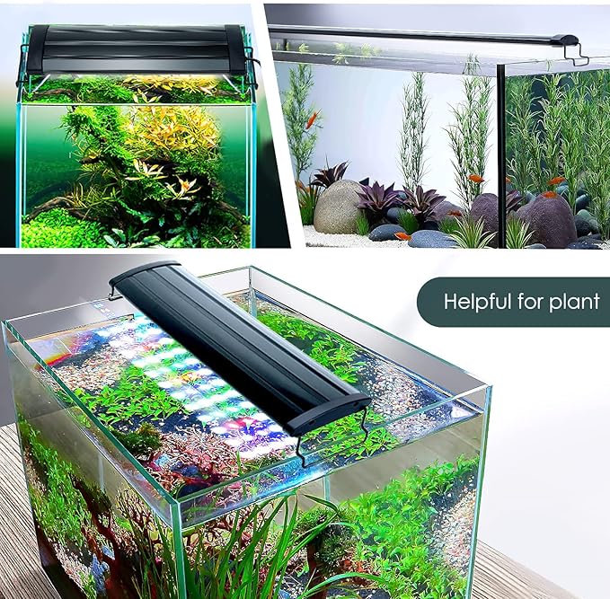 AQQA Aquarium Light,Full Spectrum LED Fish Tank Lights,12"-54" Adjustable Multi-Color White Blue Red Green LEDs with Extendable Brackets,14W-31W for Freshwater Plants (25W (32"-36"))