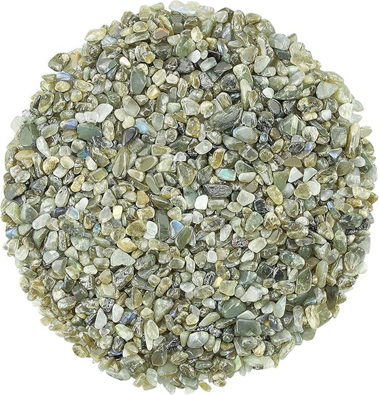 ZHIYUXI Labradorite 1lb Crystal Chips Bulk Fish Tank Decorations Aquarium Rocks Gravel Vase Filler Stones Crystals for Candle Making Witch Kit Gravel for Plants Quartz Sand Gemstone Terrarium Supplies