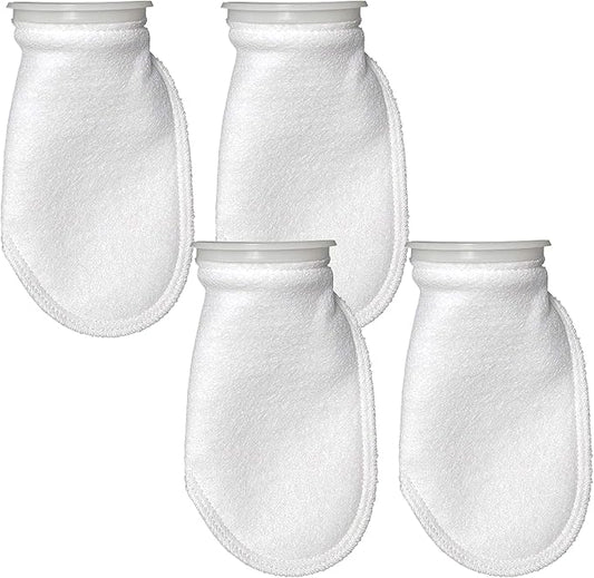 Sock Filters - 200 Micron - Aquarium Felt Filter Bags - Custom Made in USA (4 Inch Ring by 10.5 Inch Long 4 Pack)