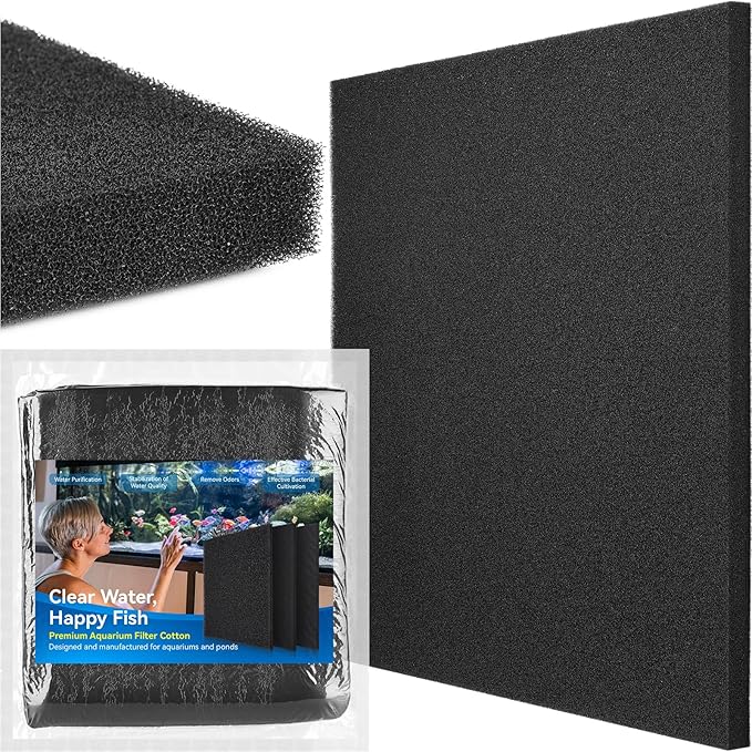 Borlech Aquarium Bio Filter Sponge Pad - Cut-to-Size Aquarium Filter Media for Fish Tank, Pond, Sump - Mechanical & Biological Filtration (18.5"x18.5"x0.8", 50PPI, 1 Pack)