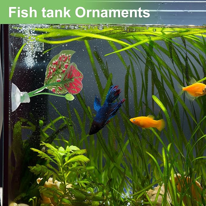 Betta Fish Leaf, Natural Habitat Simulation for Betta Spawnings Grounds, Betta Spawnings Leaves, Resting Bed, Large Small Leaves, Red Green