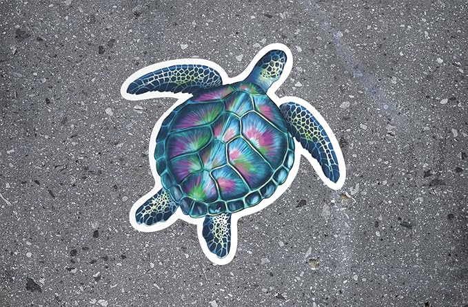 Sea Turtle 5 Inch Waterproof Decal Sticker Coral Reef Crab Fish Seaweed Jellyfish Marine Life Mermaid Ocean Sea Seahorse Whale Starfish Shark Ocean Beach Sand CS1416-2PK