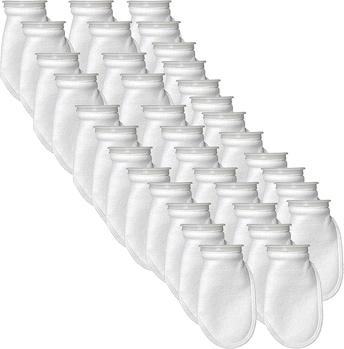 Sock Filters - 200 Micron - Aquarium Felt Filter Bags - Custom Made in USA (4 Inch Ring by 10.5 Inch Long 36 Pack)