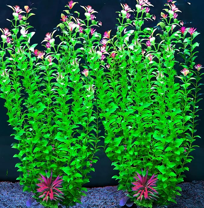 2 pcs Aquarium Decor Plants 21 Inches Extra Large Artificial Plastic Fish Tank Plants, Tall Fish Tank Decorations