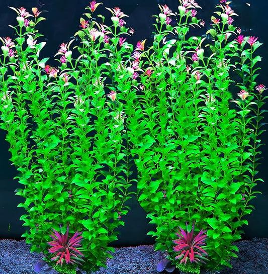 2 pcs Aquarium Decor Plants 21 Inches Extra Large Artificial Plastic Fish Tank Plants, Tall Fish Tank Decorations