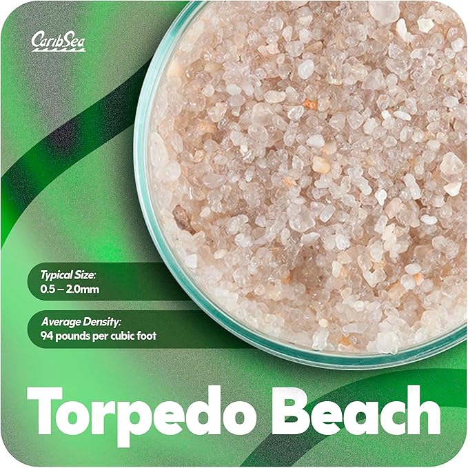 Carib Sea Super Naturals Aquarium Sand - 20 lb - Torpedo Beach - Natural Substrate for Freshwater Aquariums, Enhances Aquascaping & Promotes Healthy Aquatic Environment