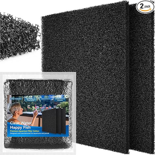 Borlech Aquarium Bio Filter Sponge Pad - Cut-to-Size Aquarium Filter Media for Fish Tank, Pond, Sump - Mechanical & Biological Filtration (18.5"x18.5"x0.8", 20PPI, 2 Pack)