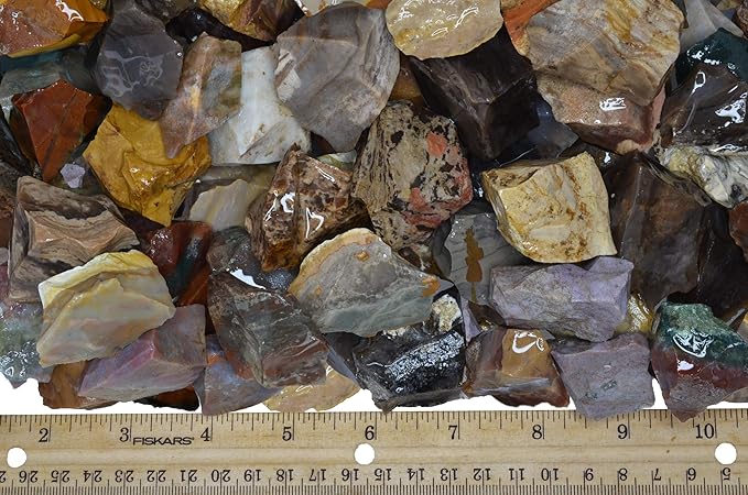 Fantasia Materials: 18 lb of Assorted Types of Fancy Jasper Rough Stones from India