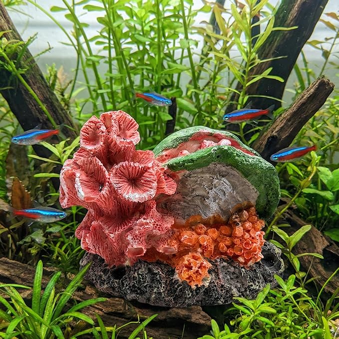 Aquarium Decor Resin Coral Fish Tank Decorations, Small Aquarium Hideout Ornament for Betta Shrimp Goldfish, Fish Tank Accessories Decorations Artificial Reef